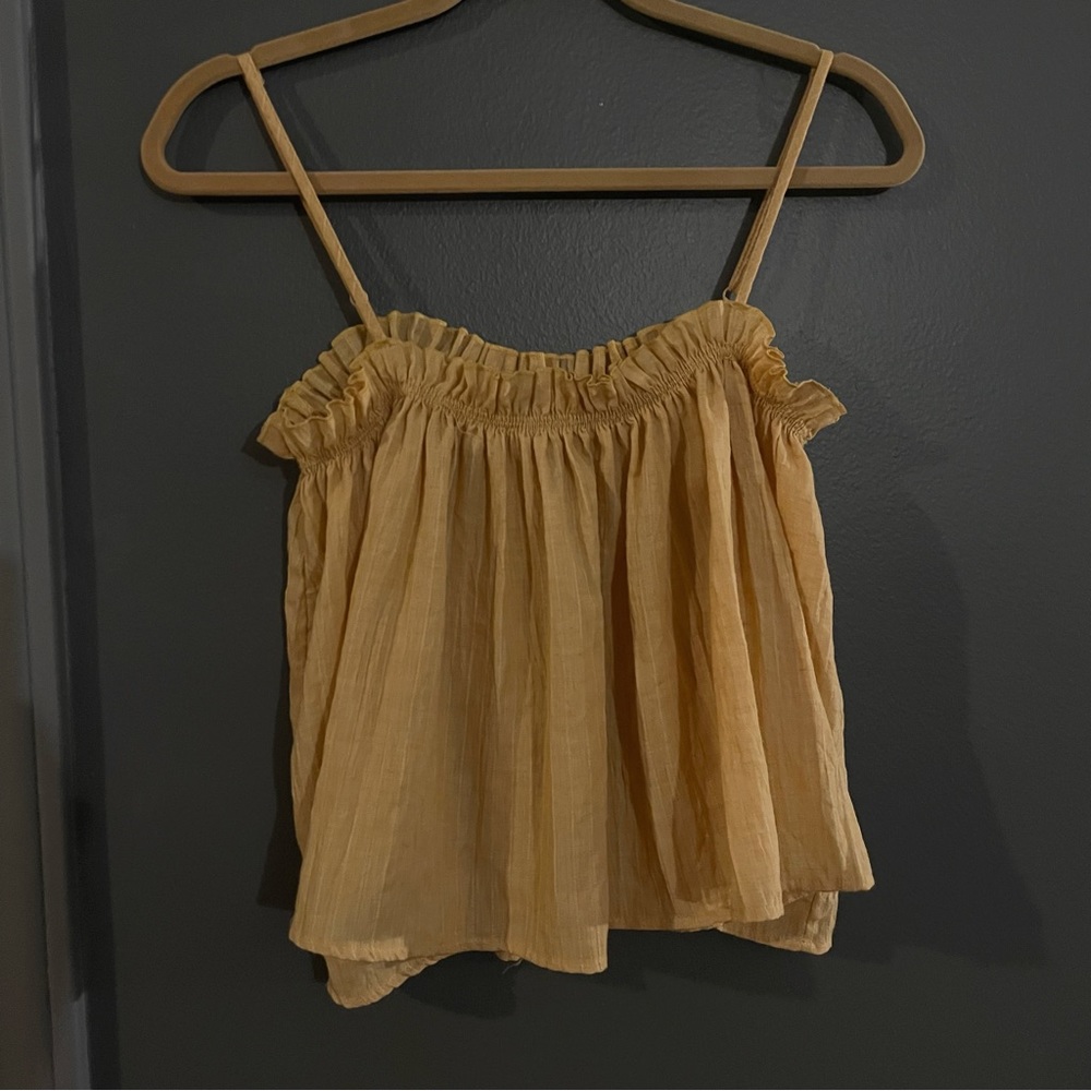 Yellow Cropped Tank Top Adjustable Straps